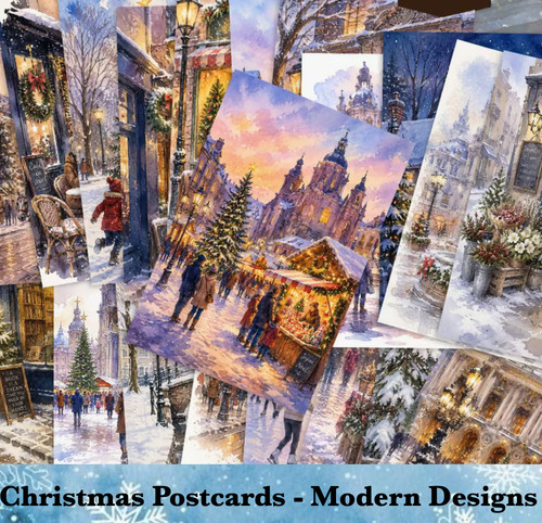 Christmas postcards modern - christmas,