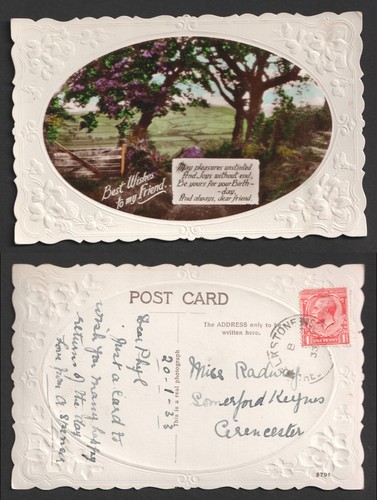 Rppc greetings embossed - embossed, real