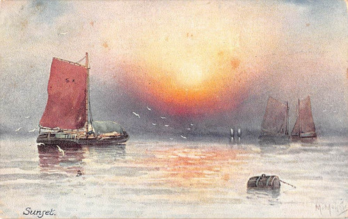 Postcard tucks sunset - postcard,