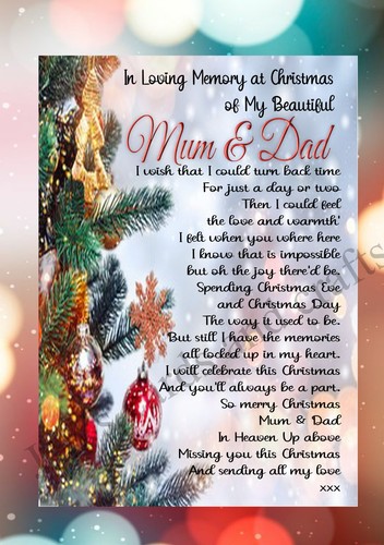 Festive memorial card for mam - festive,
