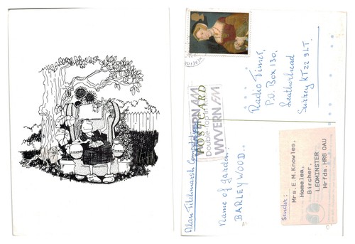 Postcard cartoon woman - cartoon,