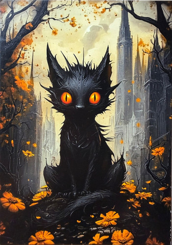 Postcard black cat - postcard,